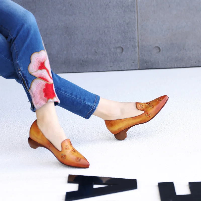 

2020 Spring New Style WOMEN'S Leisure Thin Shoes Full-grain Leather Pointed-Toe Versatile WOMEN'S Shoes