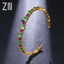 ZN современный дизайн для женщин нерегулярные многоцветные кубический циркон расположение Регулируемый Браслет вечерние на запястье безделушка