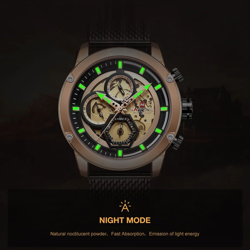 NAVIFORCE мужские часы Топ люксовый бренд Модные Спортивные кварцевые часы из нержавеющей стали Мужская военная одежда Водонепроницаемые наручные часы