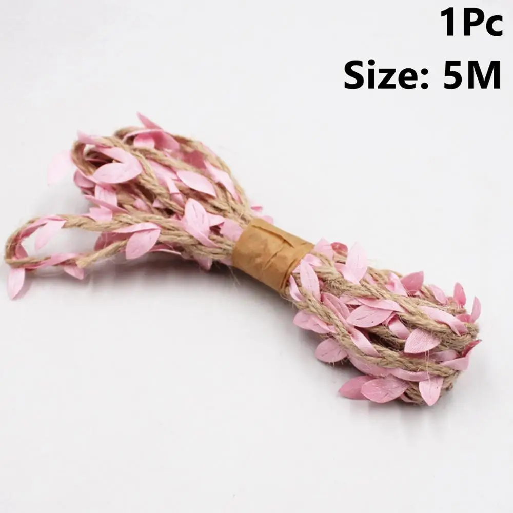 Pink 5m Rope CHZLL 5 шт. джутовых шнурков кружева мешочек для столовых приборов рустикальная свадьба посуда держатель для вилки, ножа сумка Украшение стола аксессуары вечерние Декор - Цвет: Pink 5m Rope