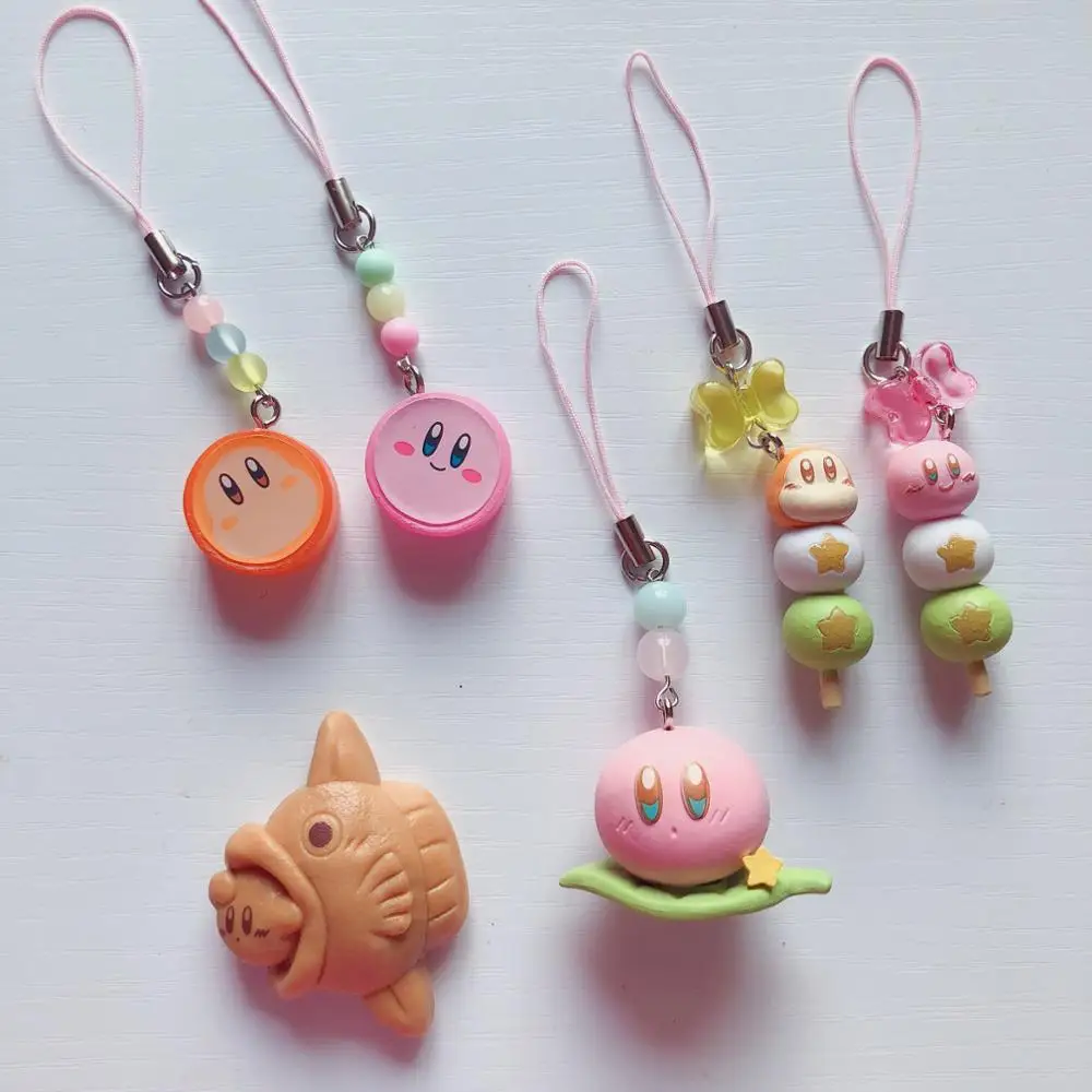 

1pcs 8cm kawaii star kirby action figure phone chain hard PVC kid collection gift key chain toy