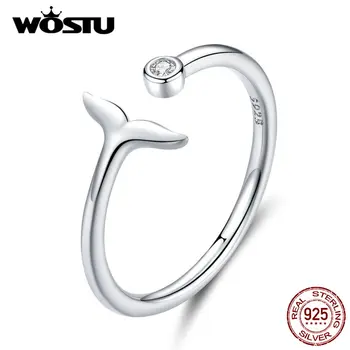 

WOSTU Hot Sale 925 Sterling Silver Mermaid Tear Rings New Design Silver & Gold Color Rings Adjustable Fine Jewelry BKR618