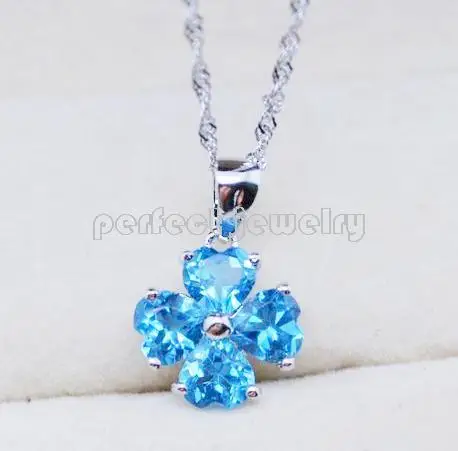 natural blue topaz Подвеска с натуральным гранатом или голубым топазом,, серебро 925 пробы, 1ct* 4 шт, драгоценный камень в стиле сердца любви C9102420 - Цвет камня: natural blue topaz