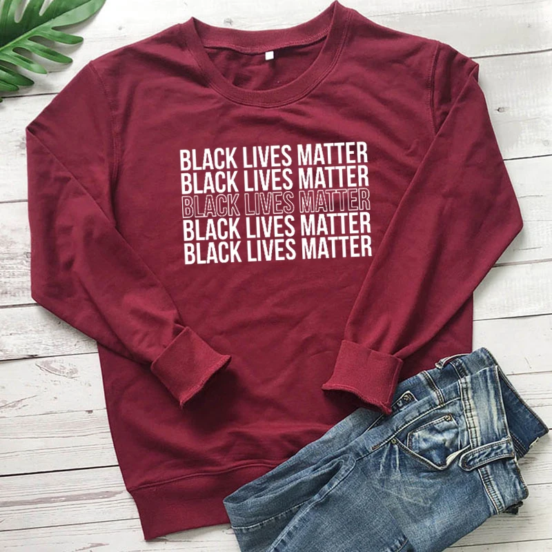 Женский свитер черного цвета с надписью Lives Matter свободный джемпер длинным