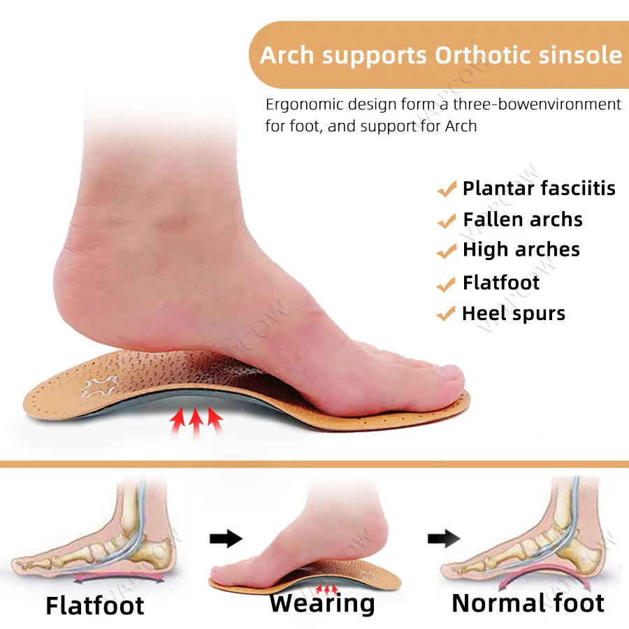 Кожаная ортопедическая стелька для плоскостопия обувь стельки ног подходят
