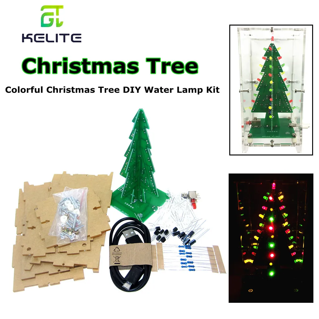 Three Dimensional 3D Colorful Christmas Tree DIY Kit Red/Green/Yellow 7