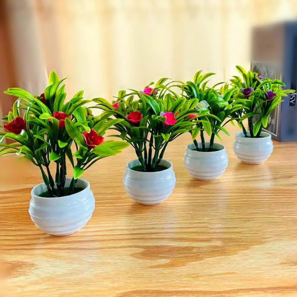 Artificial Plant Pot Simulation Potted Hibiscus Flower Hotel Garden Decor Plastic Colorful Imitation for Home | Дом и сад