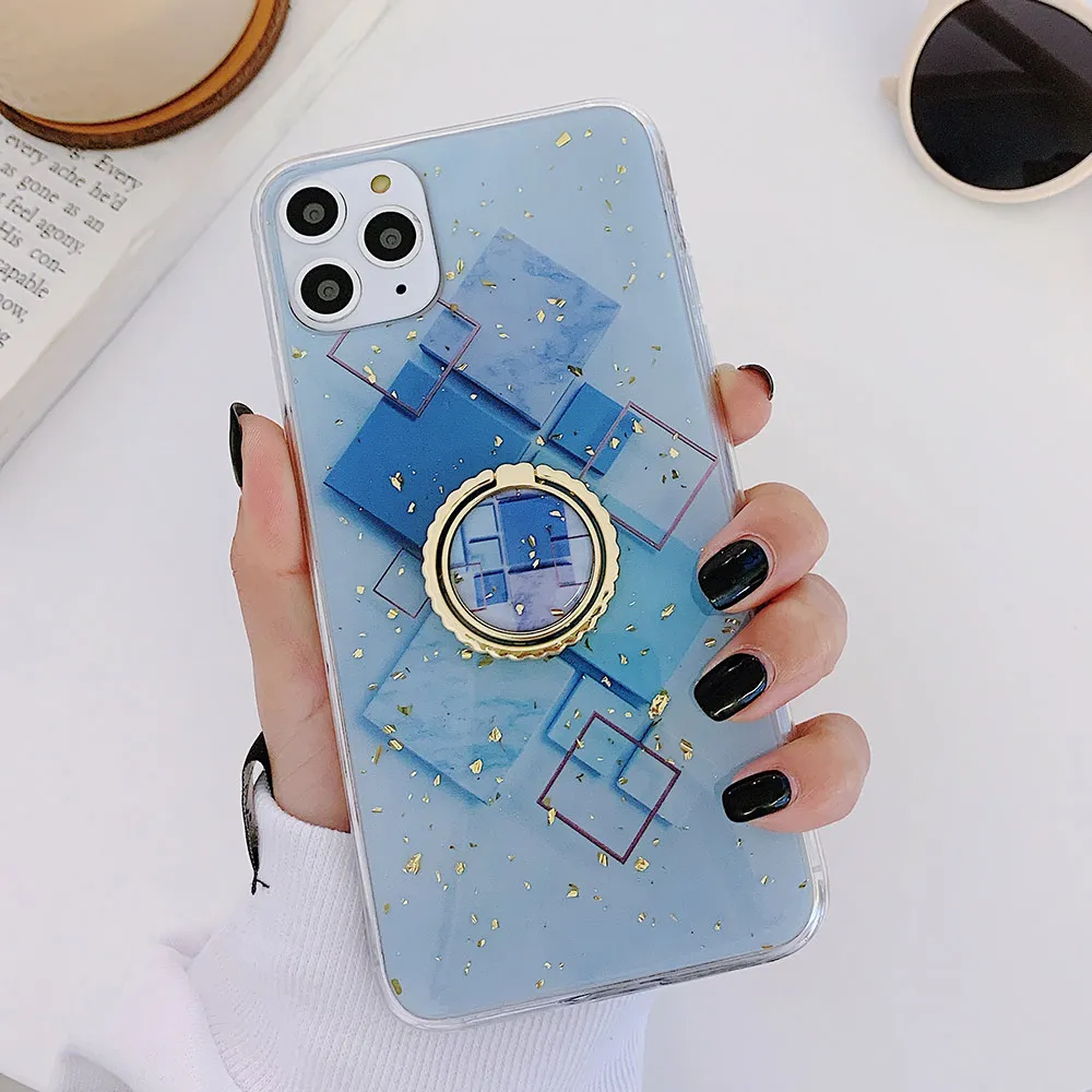 IK92-DJ31BlueDLS4B SoCouple кольцо из ТПУ чехол-держатель для iphone 7 8 6 6s plus чехол для iphone XR 11 Pro X Xs Max мраморный Золотой фольга кольцо держатель чехол - Цвет: IK92-DJ31BlueDLS4B