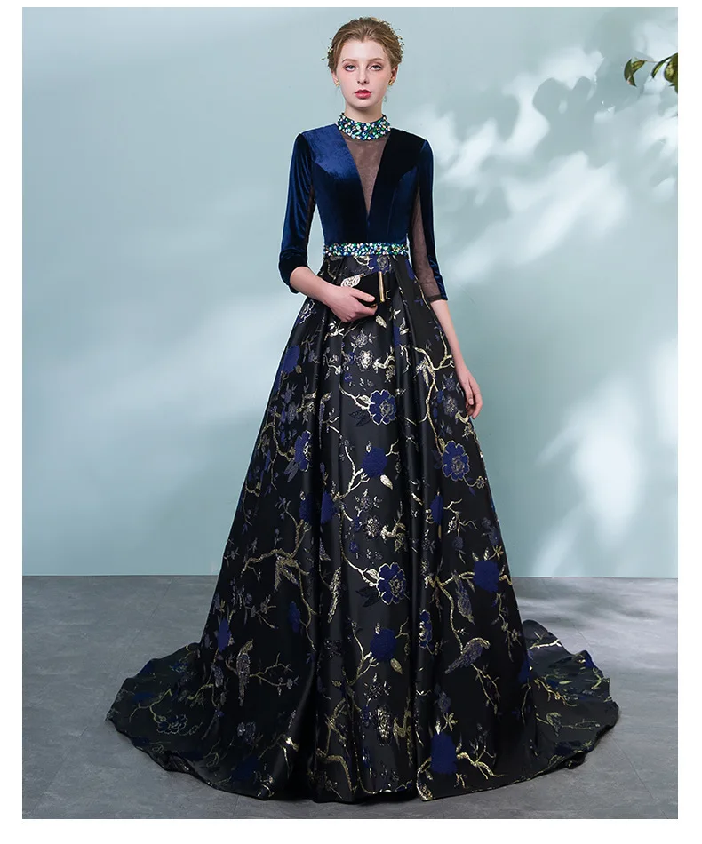 BGW Вечернее Платье черное с высоким воротом три четверти рукава Robe De Soiree атласное платье Longue De Soiree Femme