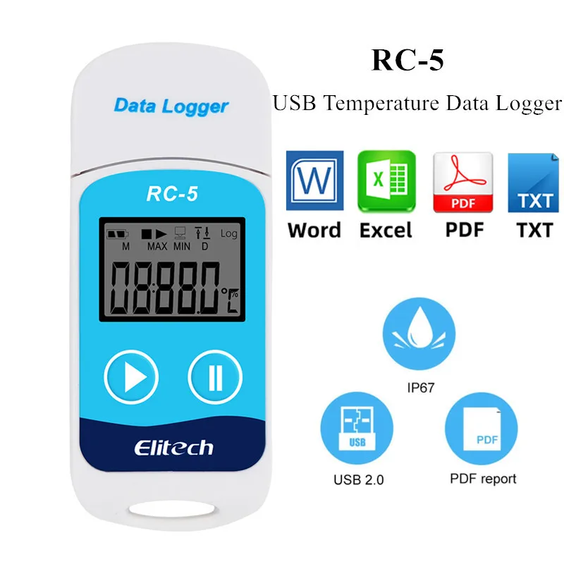 RC-5 USB Temperature Data Logger High-precision Datalogger Recorder 32000 reading Point Temperature Recorder