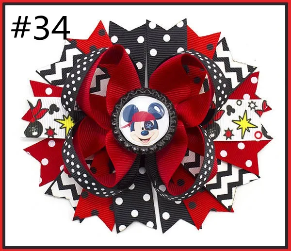 free shipping A.B.C.D.E 500pcs 5.5'' inspired hair bows popular cartoon hair bow with lined clips boutique girl hair bows-B