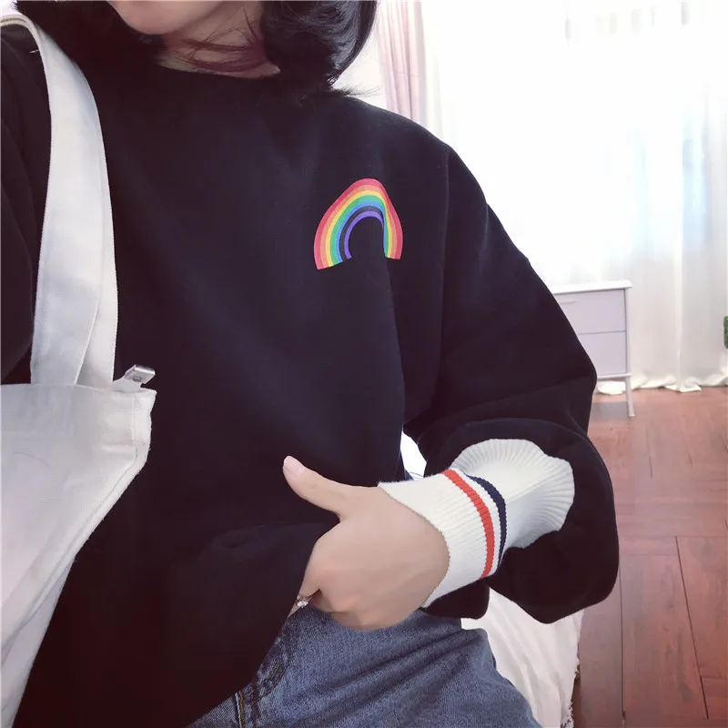Корейская версия корейской флуффи свободные ulzzang с длинными рукавами женские осенние и зимние толстовки Прямая