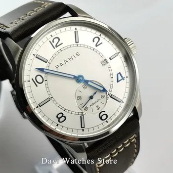 

Parnis watches men 41mm silver dial with blue hands Watch clock ST1731 Automatic Movement Date man Wrist Watch