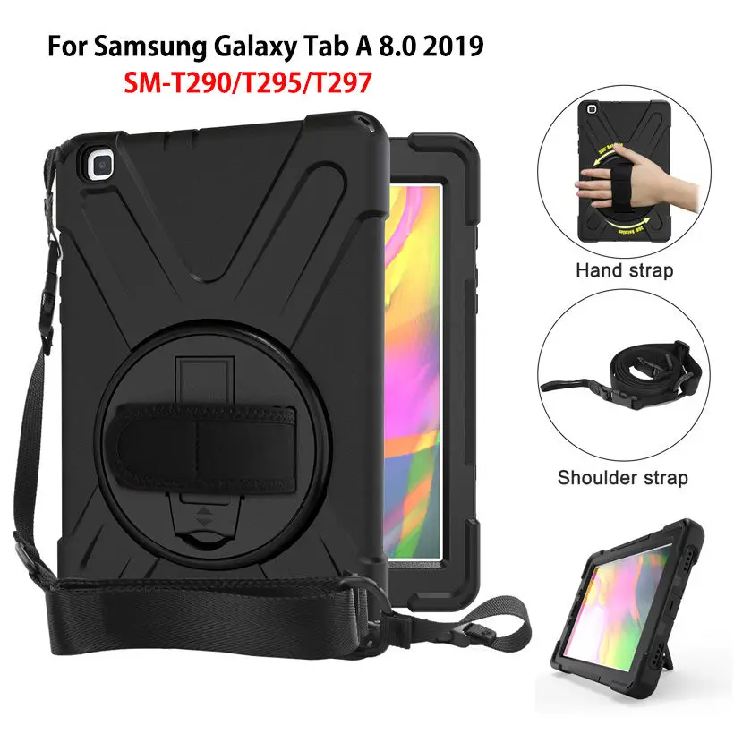 Tanie Sprawa dla samsung galaxy tab A 8.0 2019 SM T290 SM T295 T290 T295 T297 pokrywa Funda odporny na wstrząsy Heavy Duty z opaski na nadgarstek
