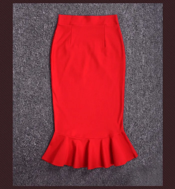 Женская длинная официальная юбка XXL, XXXL, XXXXL, XXXXXL размера плюс, красная, черная юбка-русалка, офисная юбка-карандаш