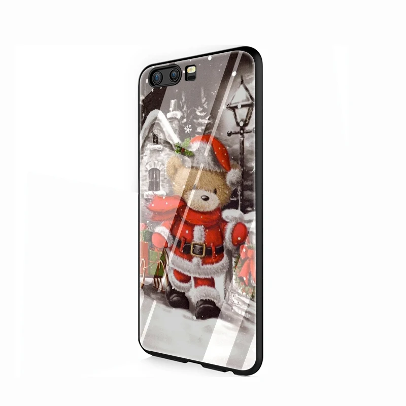 EWAU Merry Christmas снеговик медведь закаленное стекло телефон чехол для Huawei P10 P20 P30 mate 20 Lite pro P Smart Y6 Y9 Honor 8X9 10 - Цвет: G11
