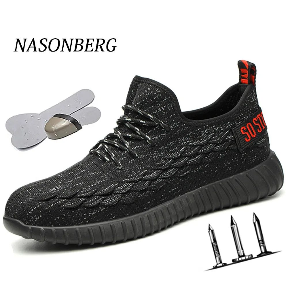 NASONBERG/Модная рабочая обувь; нескользящая Мужская обувь; устойчивая защитная обувь; Нескользящая дышащая обувь для мужчин