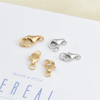 

8/9/10mm Solid 18KYellow Gold Lobster Clasp Hooks End Connectors For Jewelry Making Findings Necklace Bracelet DIY