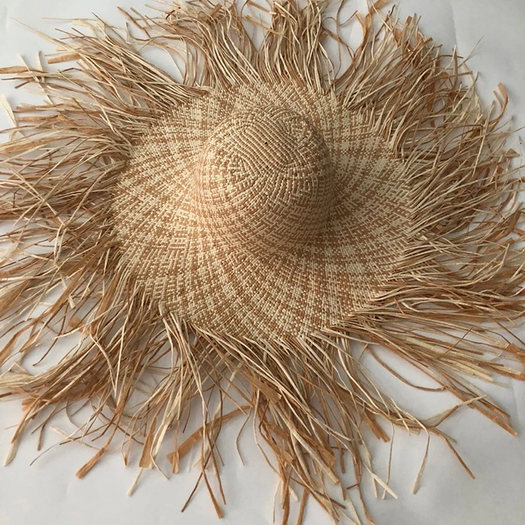 

Casual New Handmade Women Straw Sun Hat Large Wide Brim Gilrs High Quality Natural Raffia Panama Beach Straw Sun Cap For Holiday