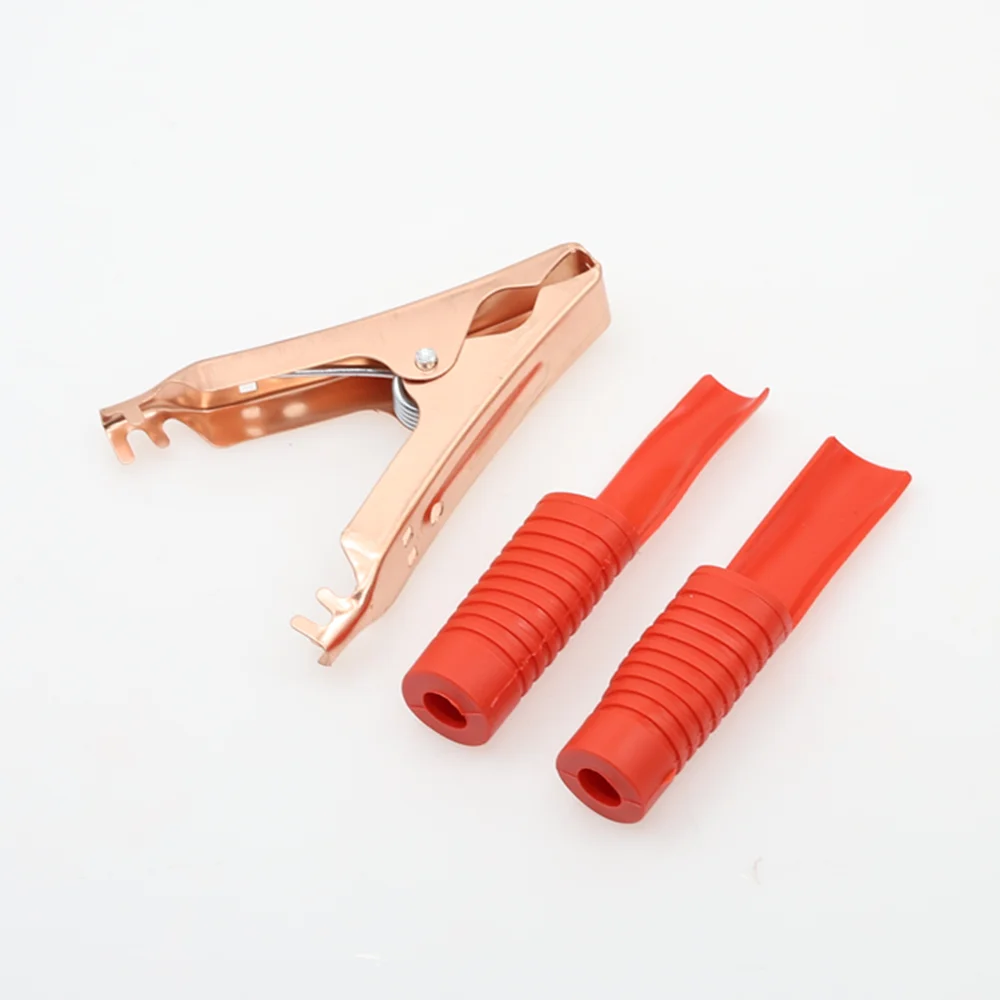 Зажим типа Крокодил 100 А для автомобильного аккумулятора красный черный 90x75x18 мм