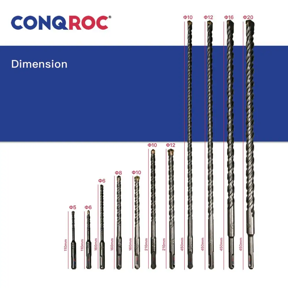 11 шт. наконечник из карбида вольфрама набор сверл для молотка 5 ~ 20 мм SDS Plus длинных