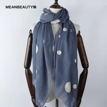 

Embroidered polka dots with tassels ladies scarf Joker cotton and linen embroidery foreign trade scarf