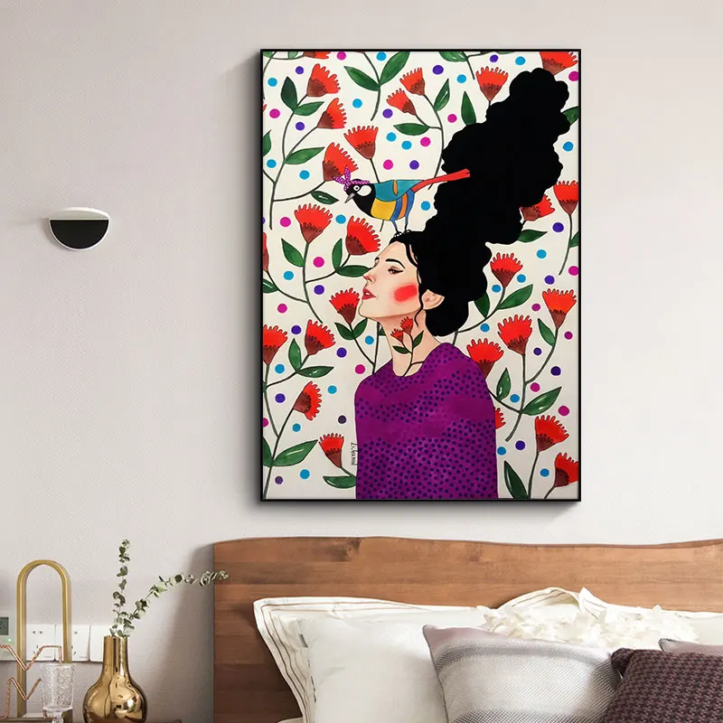 Nordic Abstract Figure Canvas Painting Watercolor Colorful Poster Print Decor Wall Art Pictures For Living Room Bedroom | Дом и сад