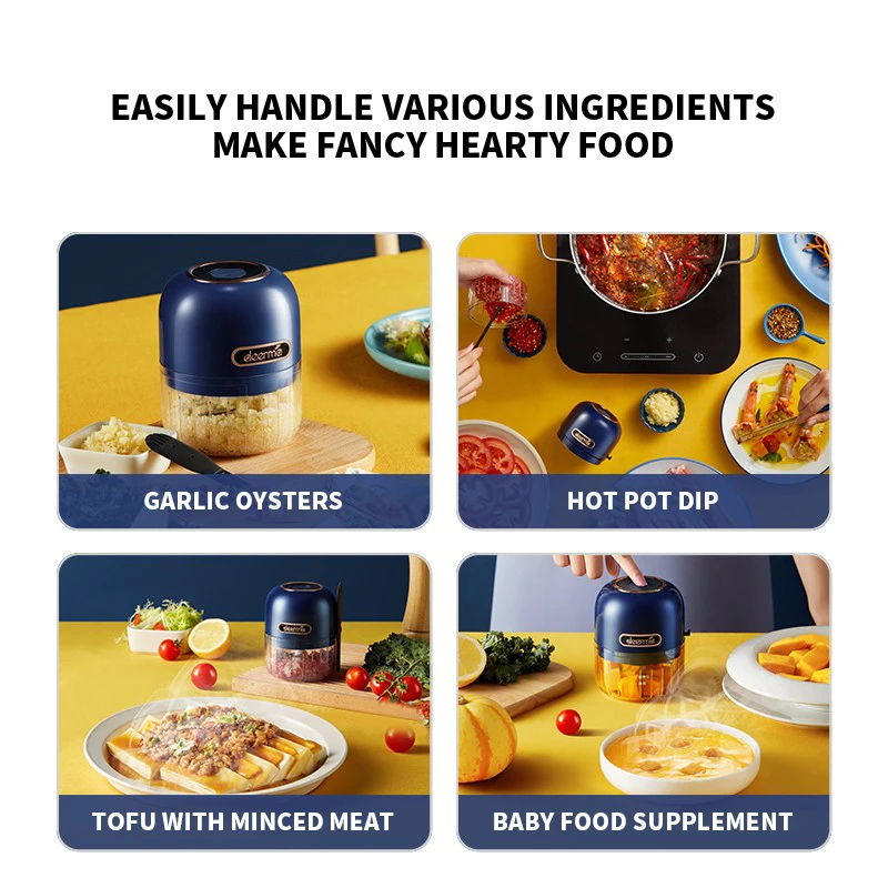 Deerma dem-js200 garlic blender masher meat grinder household garlic puller wireless electric mini garlic grinder small non 6