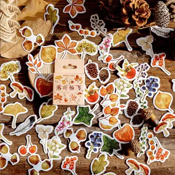 

46 Pieces/Box Falling Leaves Plant Sticker Vintage Retro Washi Paper Stationery Stickers Decorations Scrapbooking Diary Albums