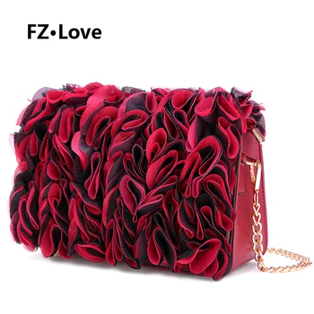 

Women's Silk Flowers Wedding Evening Bags Clutch Handbags More Colors Available Purses with Chain Shoulder Bags for Ladies Girls