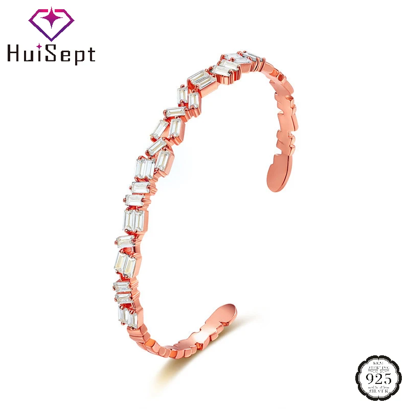 HuiSept Bracelet 925 Silver Jewelry with Zircon Gemstones Accessories for Women Wedding Promise Party Gift Bracelets Wholesale