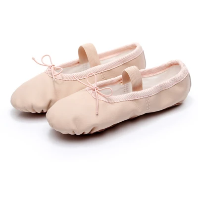 Кожаные балетки; обувь для девочек из коровьей замши; балетки для маленьких детей; мягкая танцевальная обувь для гимнастики - Цвет: Nude