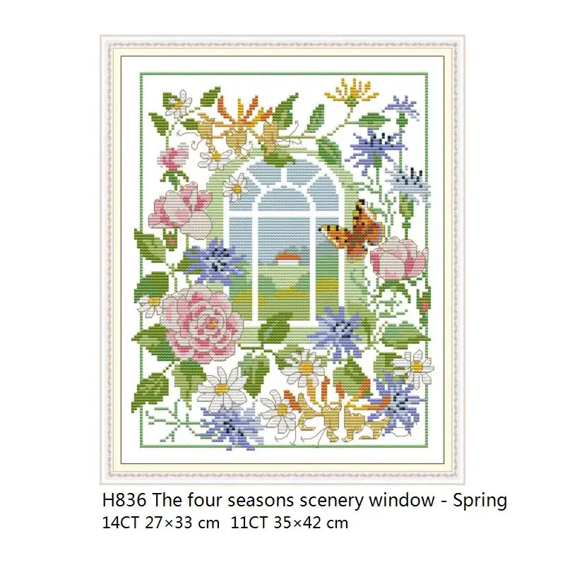 Cross Stitch H836 Всесезонная картина, Набор для вышивки крестиком, 14CT Печатный холст для вышивки, 11CT, сделай сам, рукоделие, DMC, нить, вышивка крестиком - Цвет: Cross Stitch H836