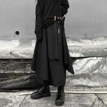 NiceMix панк женские черные длинные юбки с высокой талией с карманом Harajuku крутая винтажная серая Асимметричная трапециевидная модная юбка миди