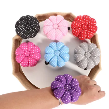 

Pumpkin Shape Sewing Pin Cushion Holder Cotton Fabric Button Wrist Strap For Cross Stitch Sewing Safety Pin Cushion Accessories