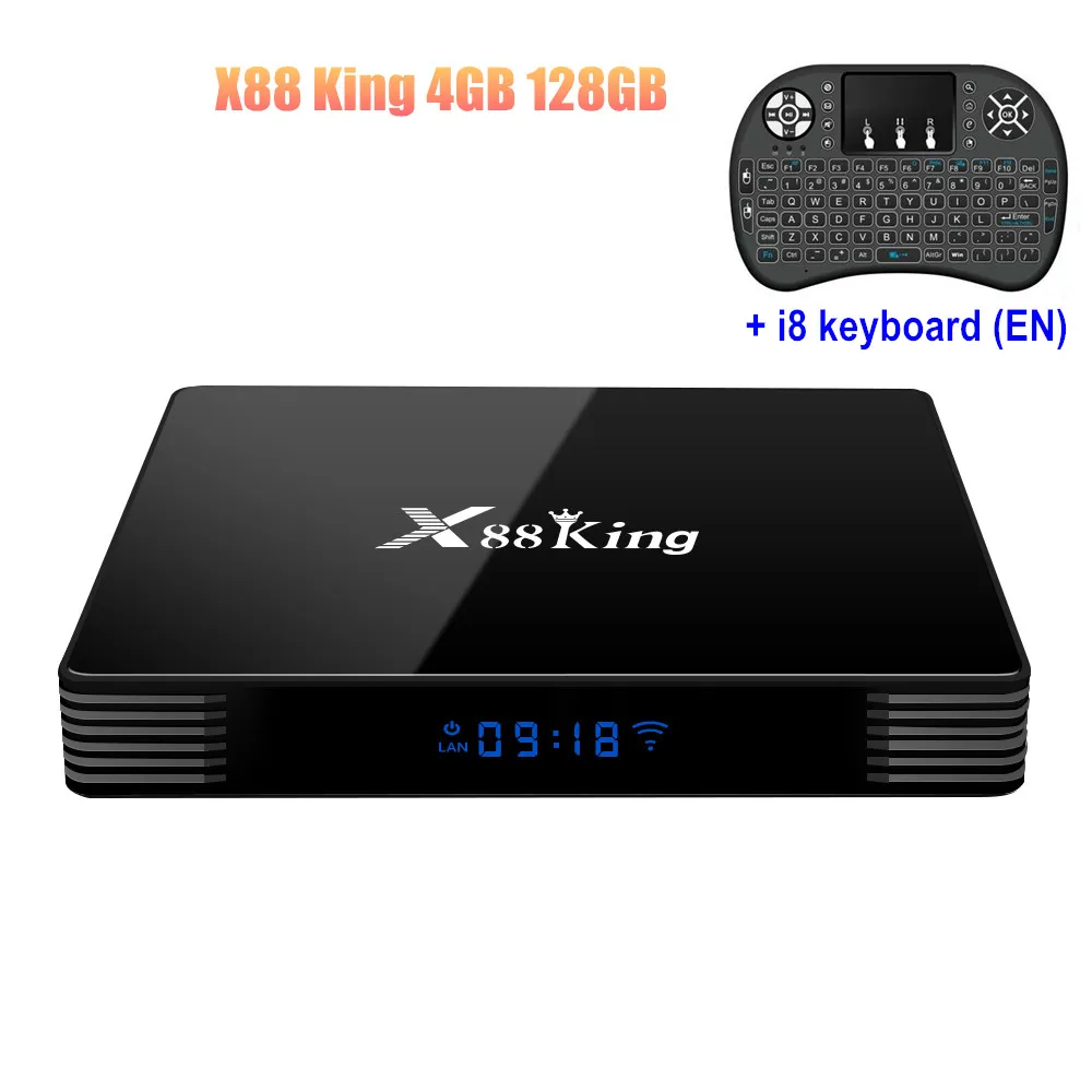 X88king 4G128GWithi8 X88 King Android 9,0 ТВ коробка S922X гекса-core Mali-G52 MP6 LPDDR4 4 Гб 128 Декодер каналов кабельного телевидения двухъядерный процессор Wi-Fi BT 5,0 1000M LAN Media Player - Цвет: X88king 4G128GWithi8