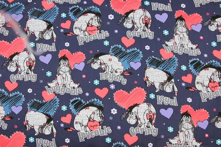 140*50 см с рисунком Маленького Ослика eeyore, хлопковая ткань, Детская рубашка для мальчиков, шляпа, юбка, сделай сам, дизайнерское постельное белье ручной работы, домашний кошелек из ткани, одеяло