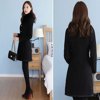 

2020 winter new style fashion woman Woollen overcoat solid slim coat 720
