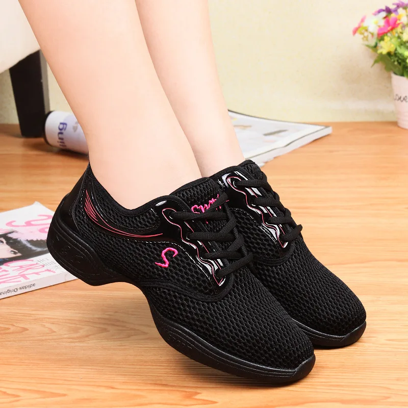 

Mesh Shoes for Square Dance Four Seasons Dance Shoes Women's Summer Jump Dance Shoe Soft-Sole Practice Dance Shoe 601