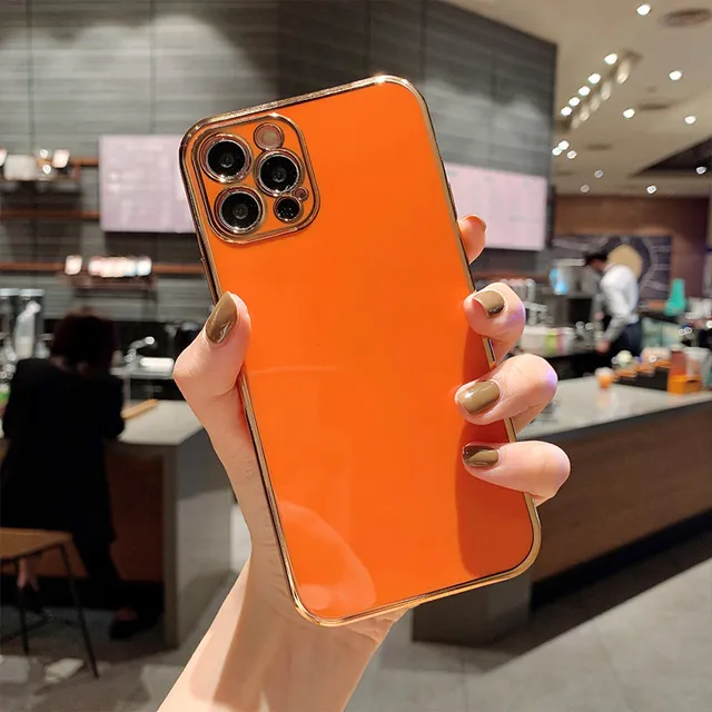 Ottwn Solid Plating Lens Protection Phone Case For iPhone 12 Pro Max 11 13 Pro Max X XR XS Max 7 8 6 Plus SE 2020 Soft TPU Cover O
