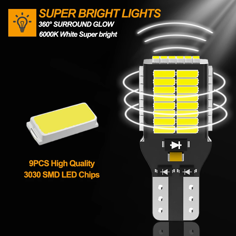 LED 921 912 T15  ĵ,  IS250, RX350, IS350, GS350, ES350, GS300, LX570   , 2X, 2000LM, W16W, 6500K