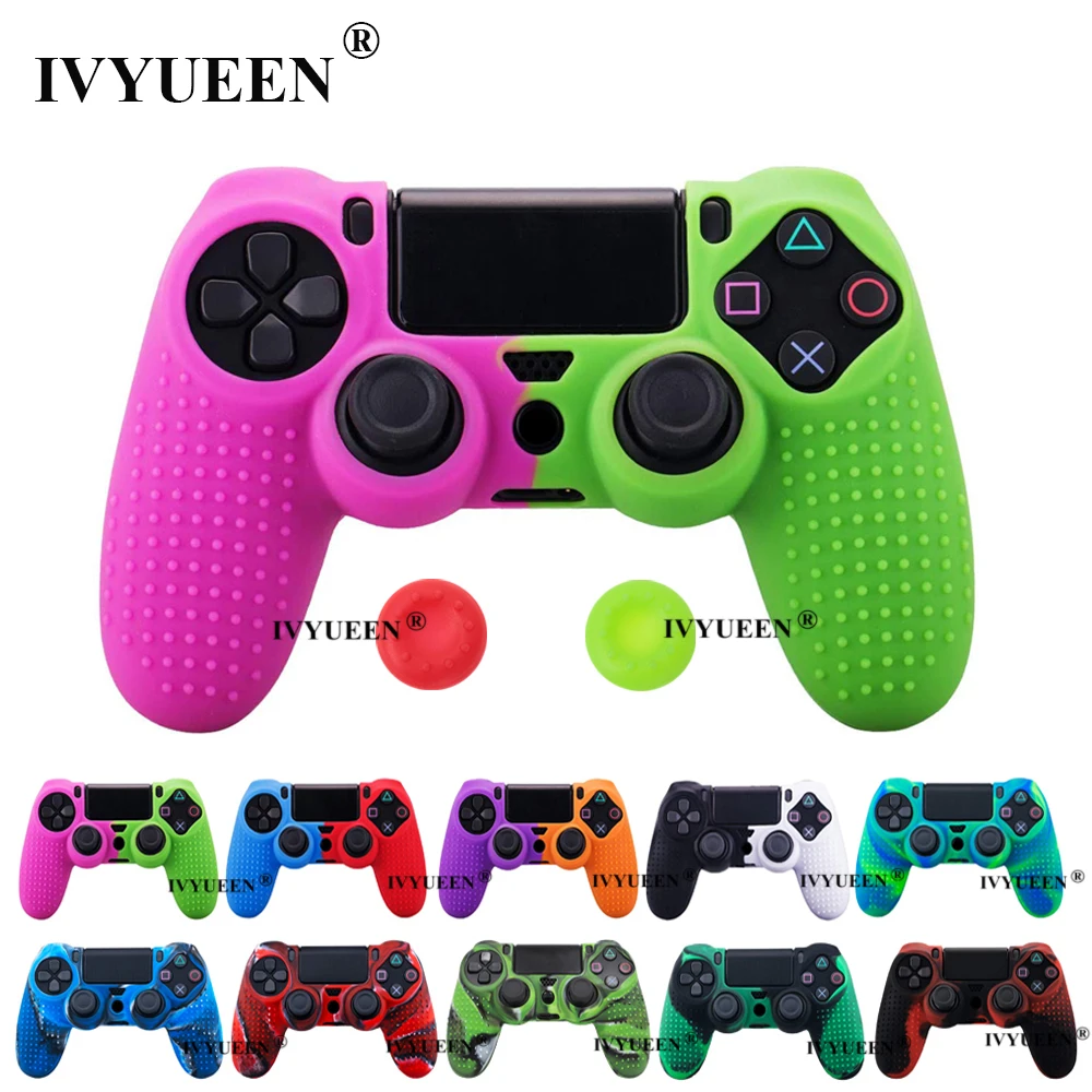 Силиконовый чехол IVYUEEN для Dualshock 4 PS4 Pro Slim контроллера и колпачки захвата большими