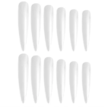 

10 Packs of 120PCS False Nail Tips Nail Salon Sharp Nail Slices Nail Art Sample Display Piece Lengthen Fake Nail Patch Stage Art