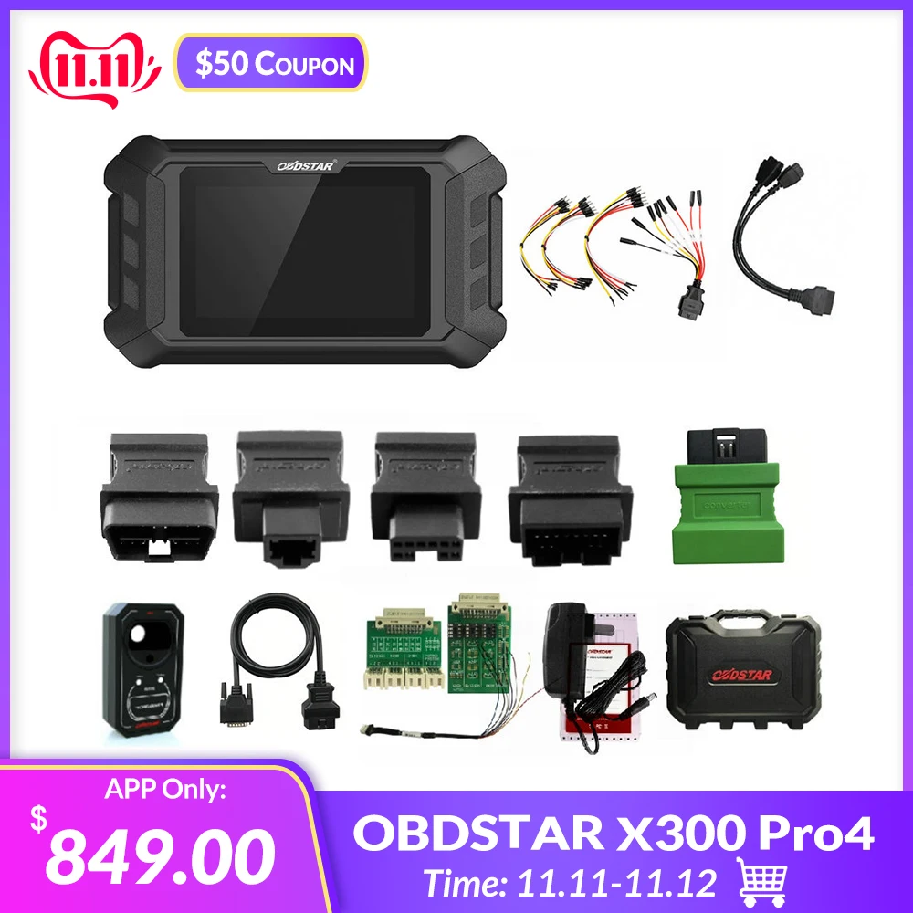 

OBDSTAR X300 Pro4 Pro 4 PAD IMMO System with FCA 12+8 Universal Adapter/Multi-functional Jumper Cable/for R-enault Adapter