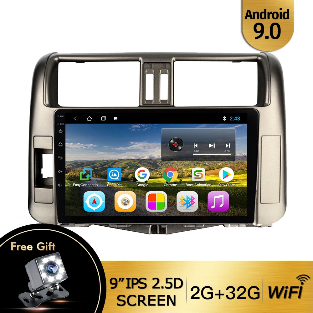EKIY " ips Android 9,0 автомобильный мультимедийный плеер авторадио для Toyota Land Cruiser Prado 150 2010-2013 стерео gps Навигация DVD - Цвет: T3L-2-32-WIFI