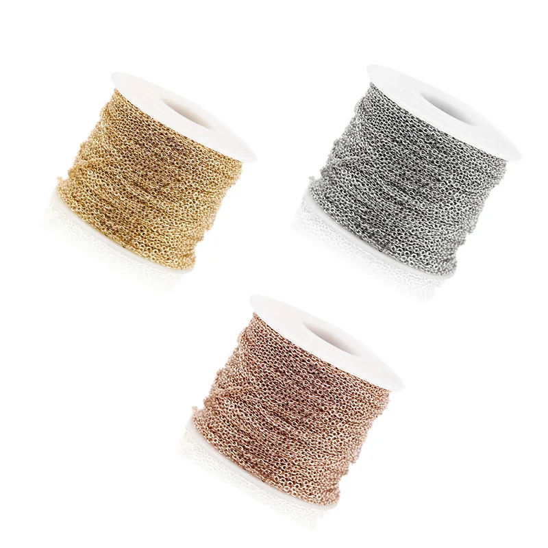 

10Yards Stainless Steel Bulk Chains Wide 1 1.5 2 2.5 3mm Rose Gold Metal Cross Link Chain DIY Necklace Jewelry Making Findings