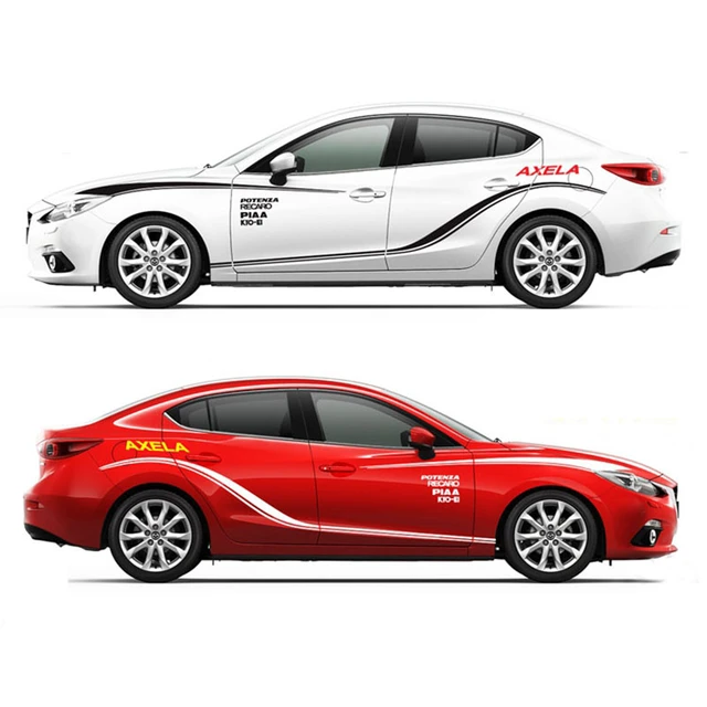 2pcs Auto Vinyl Body Door Waist Line Stripes Sticker Decal Vinyl Graphics  Kit for Mazda 3 Axela