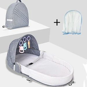 Складная детская кровать, переноска для путешествий, функции как сумка для подгузников и пеленальная станция, детская сумка, переноска для новорожденных, складная кроватка - Цвет: Grey
