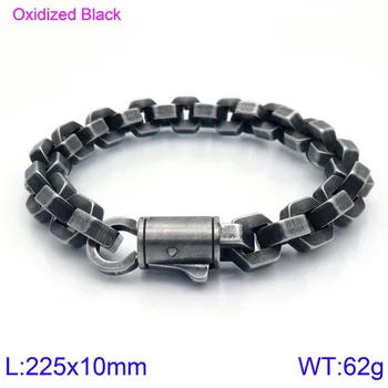 

Fashion Men Simple Byzantine Chain Bracelet Steel Gold Black Color Color Curb Box Locomotive Chian Bracelets Jewelry