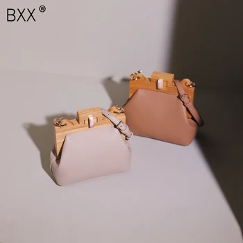 

[BXX] Women's Box Bag Bucket Bag Wooden Clip Evening Bag Acrylic Chain Luxury Handbag Banquet Party Purse Shoulder Bag HI567